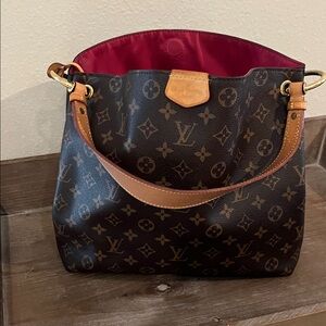 Louis Vuitton Graceful pm Dark Brown Monogram Shoulder Bag with pink Interior